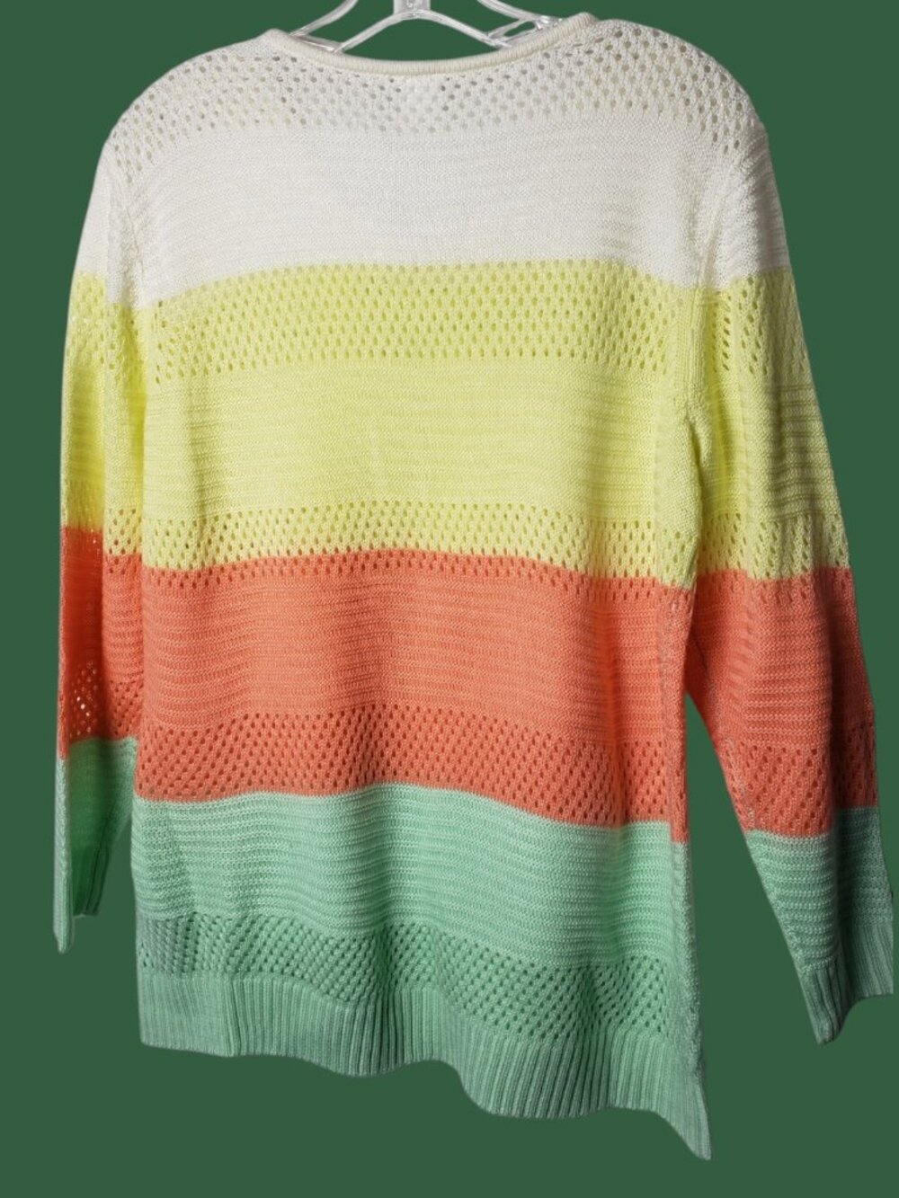 Colorful Striped Knit Sweater Long Sleeve Lightweight Womens Multicolor Size 14 - Picture 3 of 9